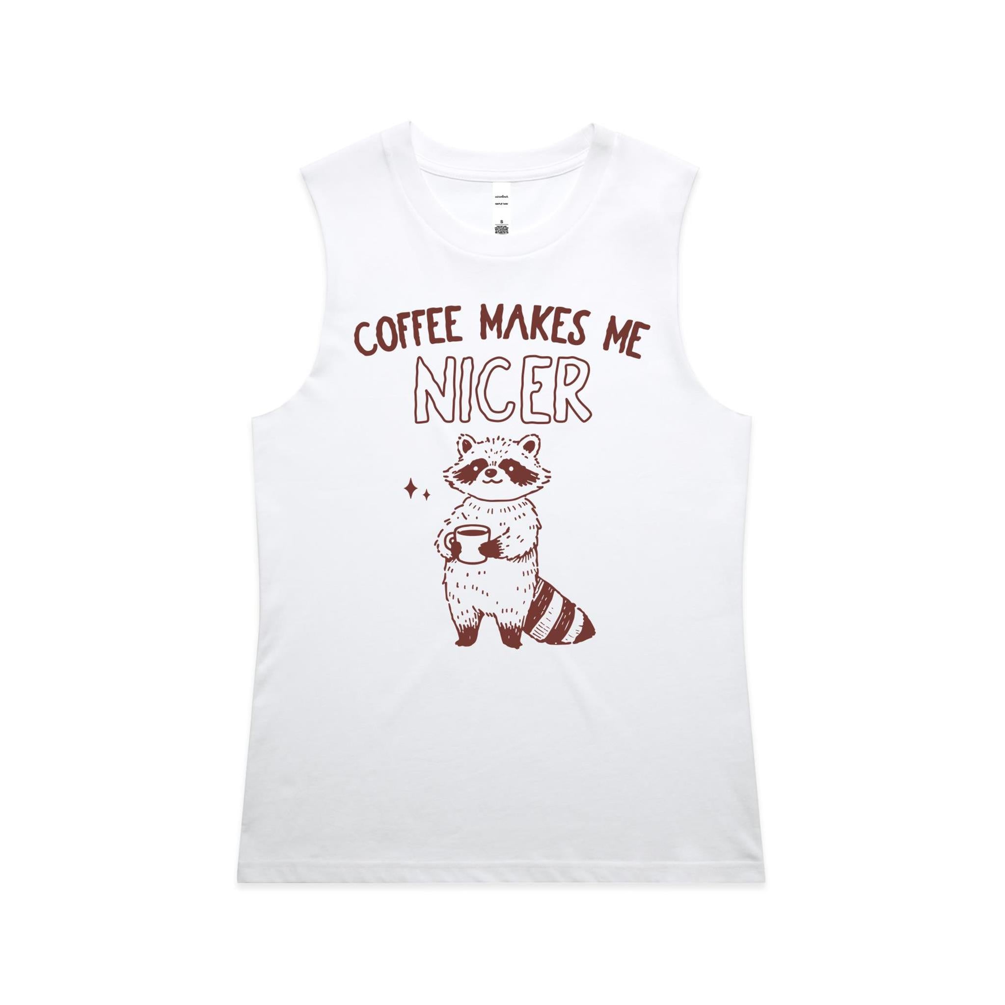 Coffee Makes Me Nicer, Raccoon - AS Colour Women's Maple Tank