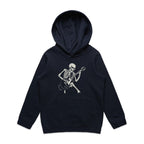 Skeleton Playing Guitar Kid's AS Colour Hoodie Navy Kids Hoodie Music Printed In Australia