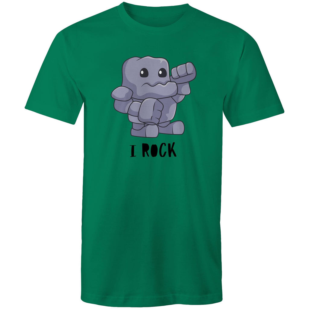 I Rock - Mens T-Shirt Kelly Green Mens T-shirt Music Printed In Australia