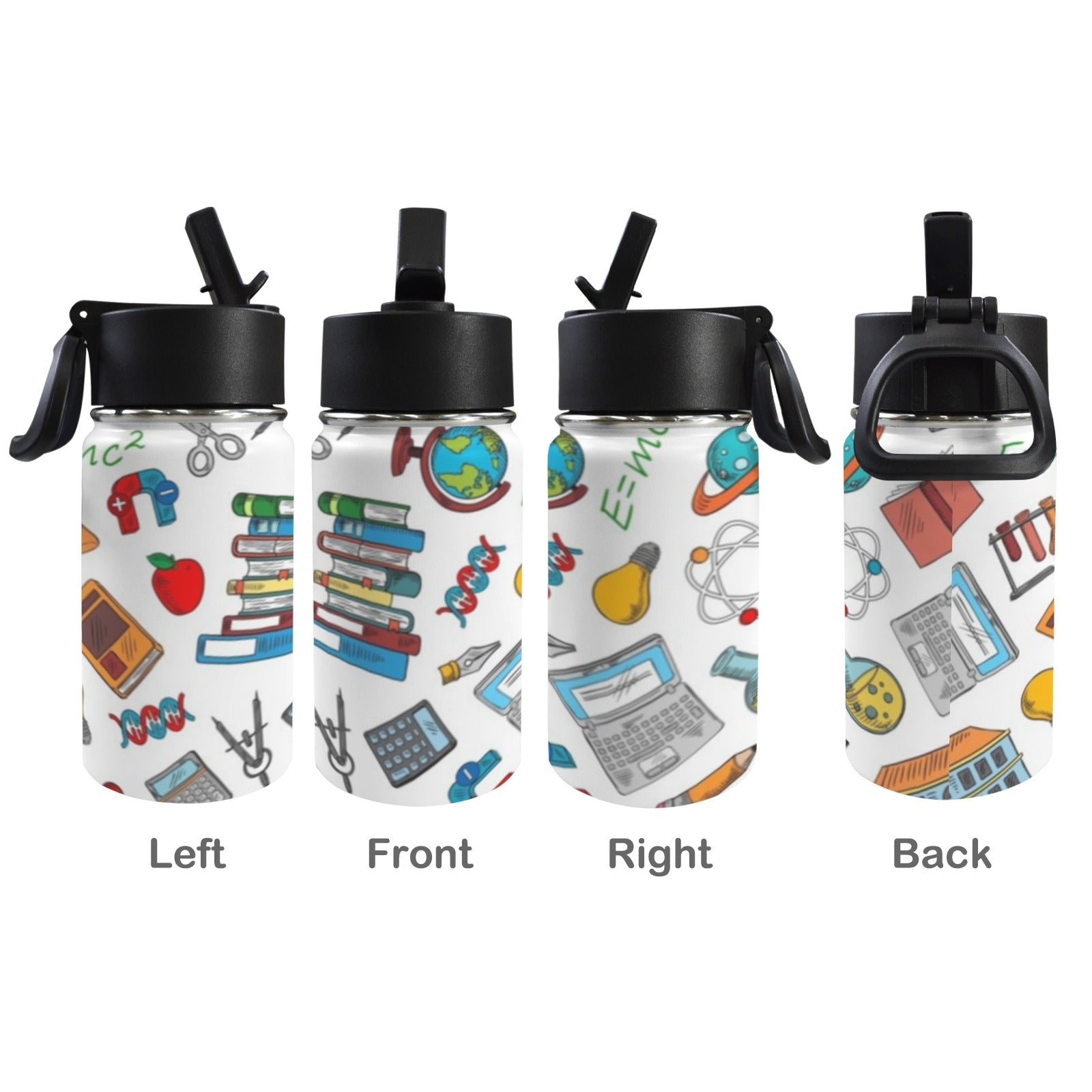 School Time - 12oz Kids Water Bottle with Straw Lid