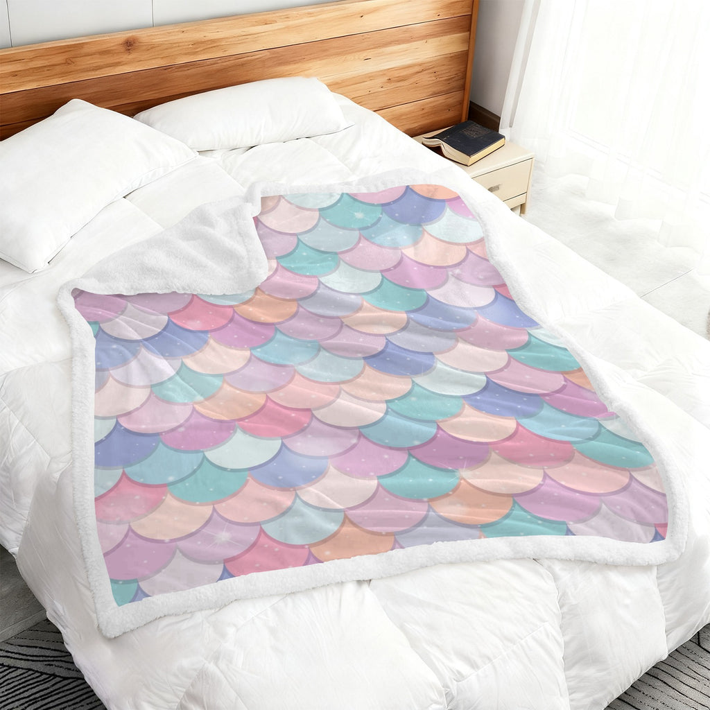 Mermaid Scales - Double-Layer Fleece Blanket 51"x59"
