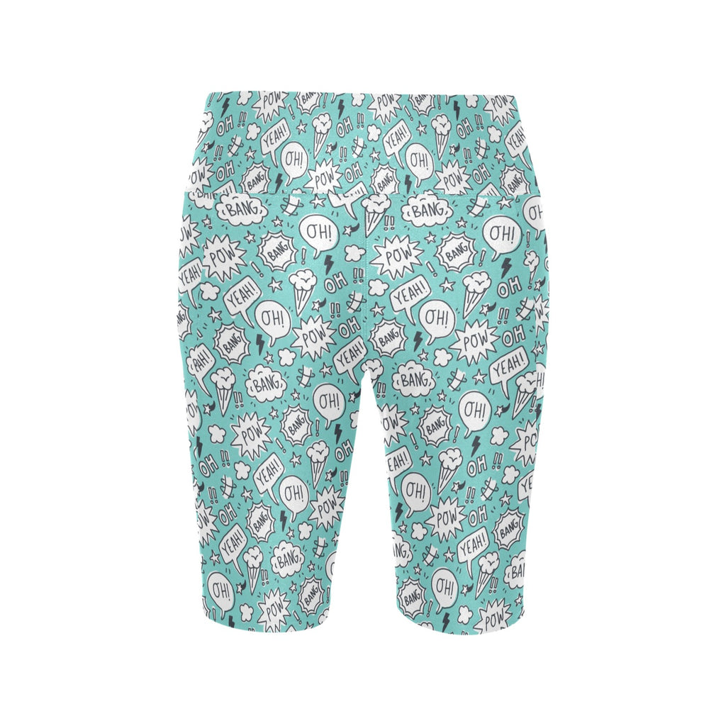 Comic Book Speech Bubbles Women's Bike Shorts With Side Pockets Women's Bike Shorts comic Printed Offshore