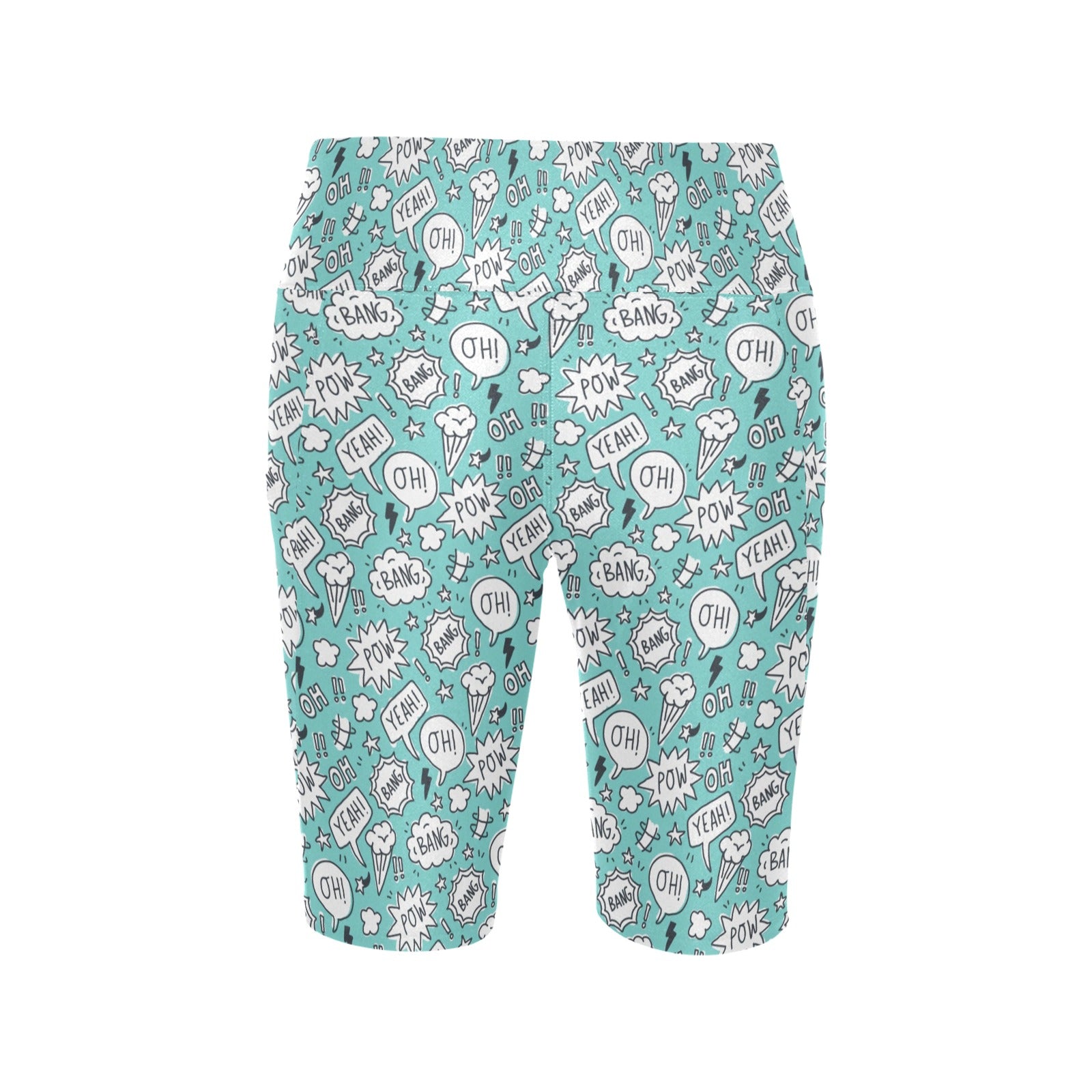 Comic Book Speech Bubbles Women's Bike Shorts With Side Pockets Women's Bike Shorts comic Printed Offshore