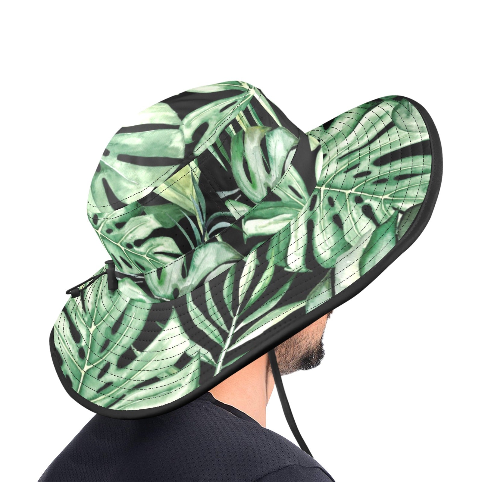 Jungle Leaves Wide Brim Bucket Hat Wide Brim Bucket Hat Plants Printed Offshore