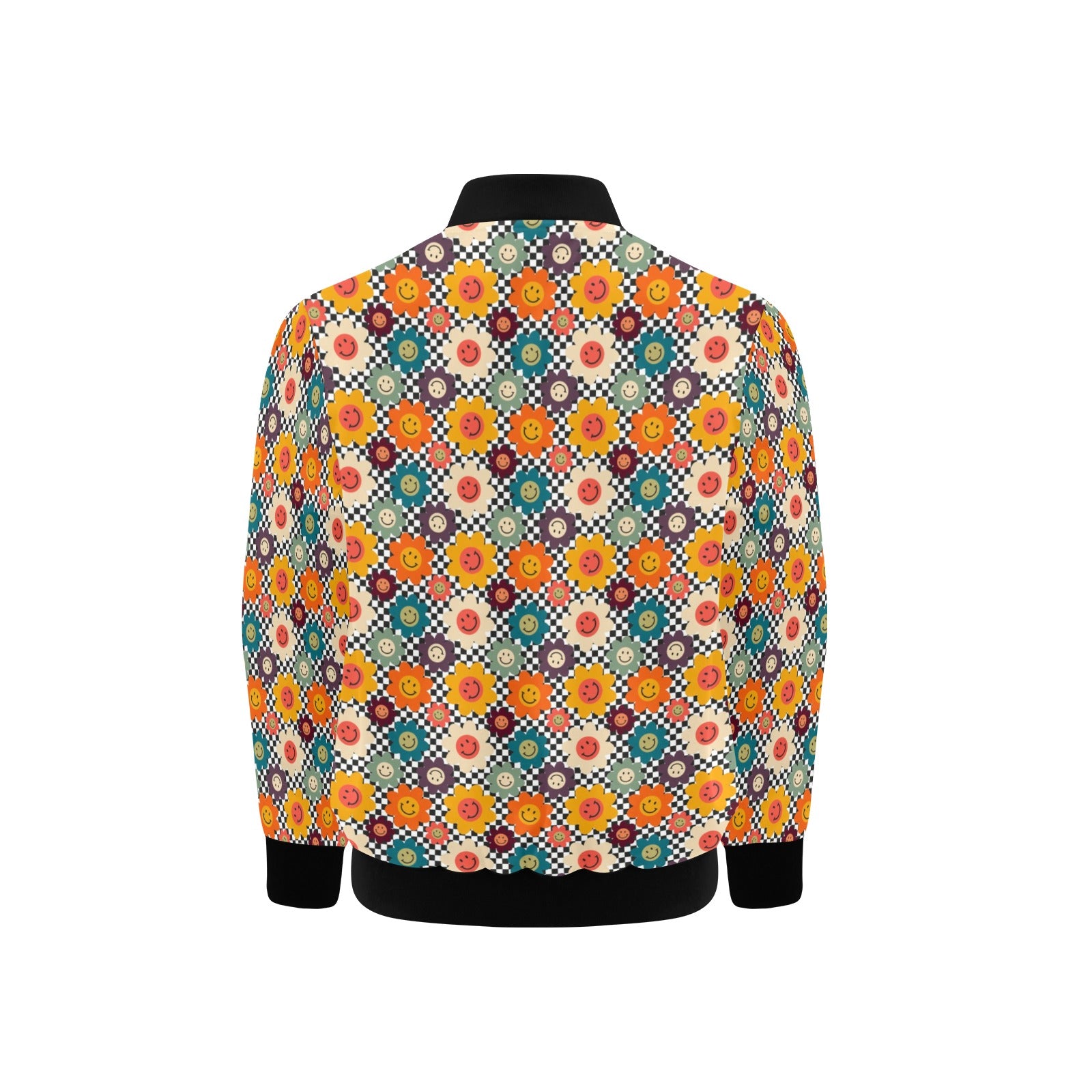 Happy Retro Flowers Kids Bomber Jacket Kids Bomber Jacket Printed Offshore Retro