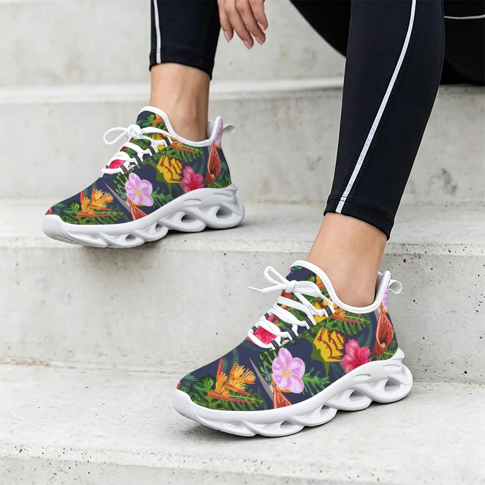 Tropical Floral Women's Twisted Sole Sneakers