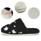 Geometric Cat Faces Women's Fur Trim Thick-Sole Indoor Slippers Women's Fur Trimmed Slippers animal Printed Offshore