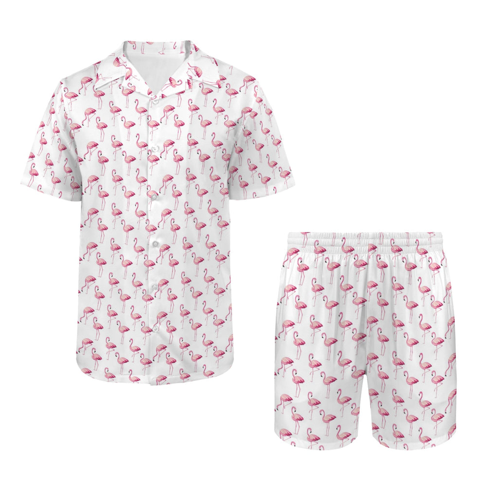 Flamingos Men's Hawaiian Shirt & Shorts Set Men's Hawaiian Shirt & Shorts Set animal Printed Offshore