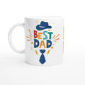 Personalise - Best Dad, Hat And Tie - White 11oz Ceramic Mug Ceramic White Personalised Mug customise Dad Globally Fulfilled personalise