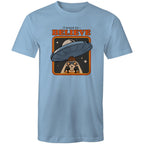 I Want To Believe - Mens T-Shirt Carolina Blue Mens T-shirt Printed In Australia Sci Fi