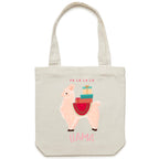 Fa La La La Llama, Christmas - Canvas Tote Bag Cream One Size Christmas Tote Bag Christmas Printed In Australia