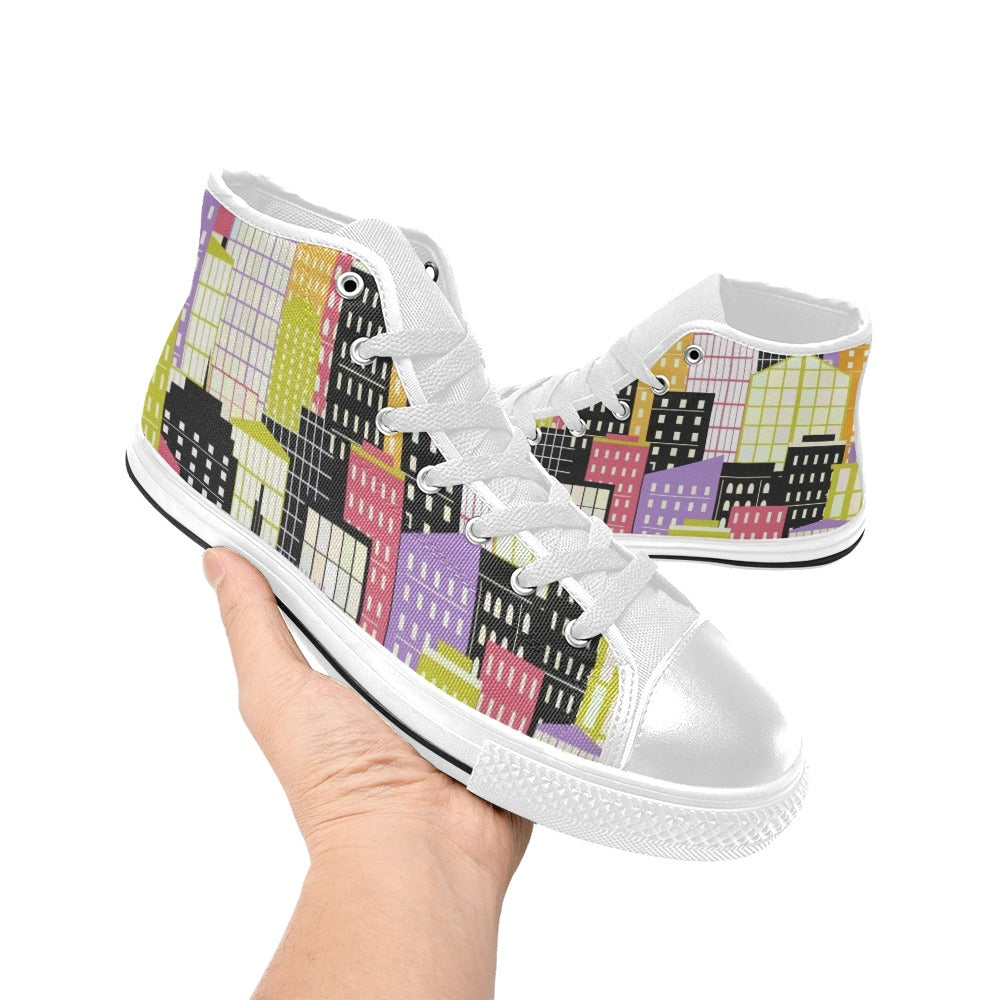 City Scape Women's High Top Canvas Shoes Womens Classic High Top Shoes Printed Offshore