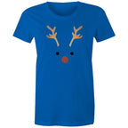Red Nose Reindeer - Womens T-shirt Bright Royal Womens Christmas T-shirt Christmas Printed In Australia