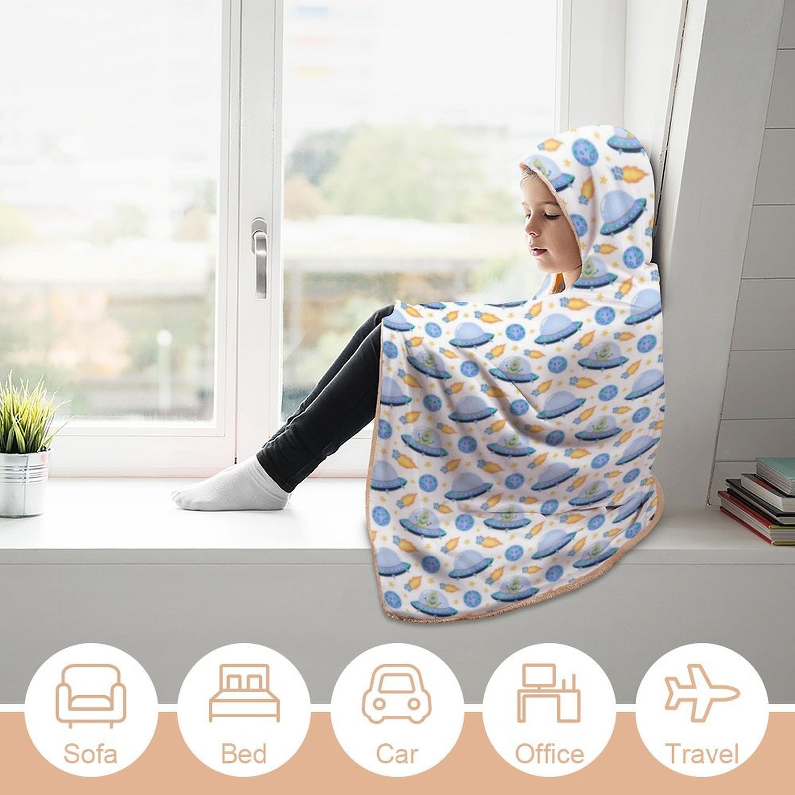 UFO's Kids Hooded Blanket 100cm x 130cm