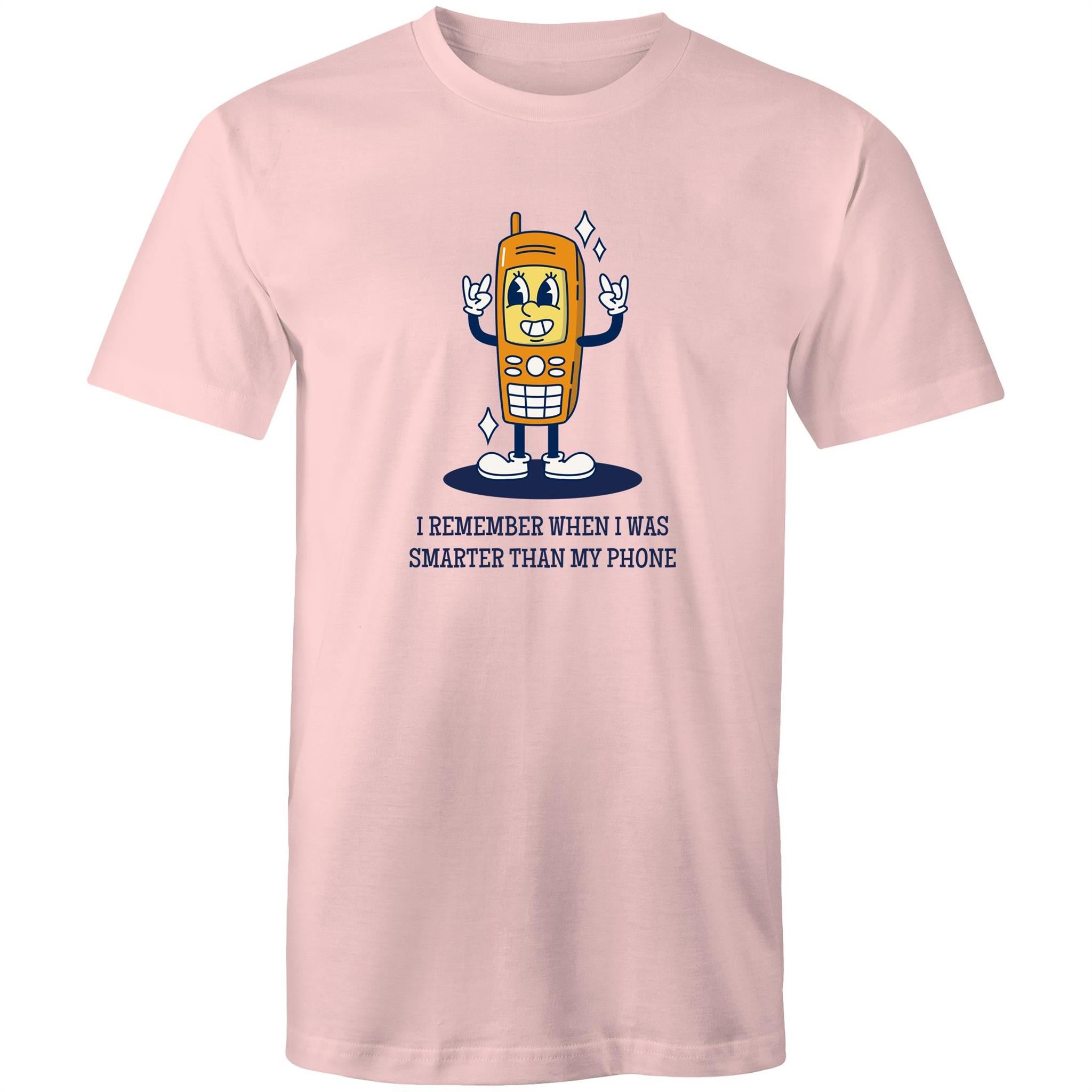 I Remember When I Was Smarter Than My Phone - Mens T-Shirt Pink Mens T-shirt Printed In Australia Retro Tech