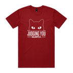 Judging You Silently Cat Men's AS Colour T-shirt Cardinal Mens T-shirt animal Printed In Australia