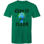 Earth, Just Keep It Clean - Mens T-Shirt Kelly Green Mens T-shirt Environment Printed In Australia