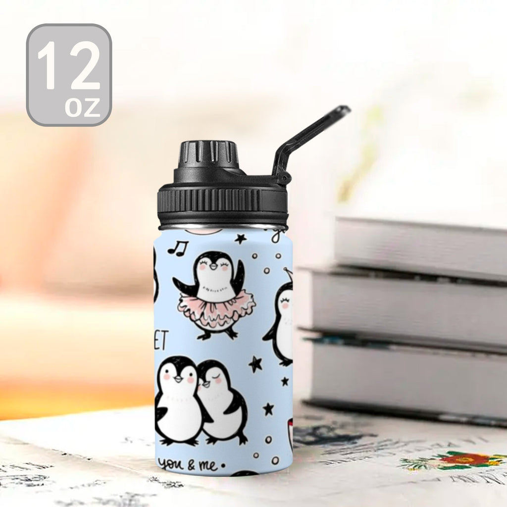 Penguin Love - Kids Water Bottle with Chug Lid (12 oz) Kids Water Bottle with Chug Lid animal Printed Offshore