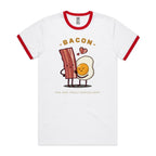 Bacon, You Are Truly Eggcellent - Staple Ringer Tee White Red Ringer T-Shirt Food Printed In Australia