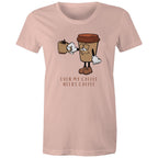 Even My Coffee Needs Coffee - Womens T-shirt Pale Pink Womens T-shirt Coffee Printed In Australia