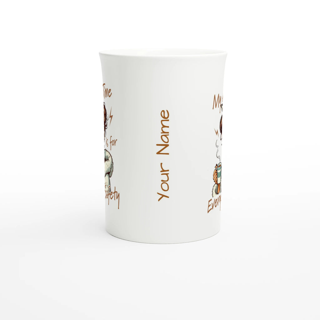 Personalised My Alone Time Is For Everyone's Safety White 10oz Porcelain Slim Mug Personalised Porcelain Mug Globally Fulfilled