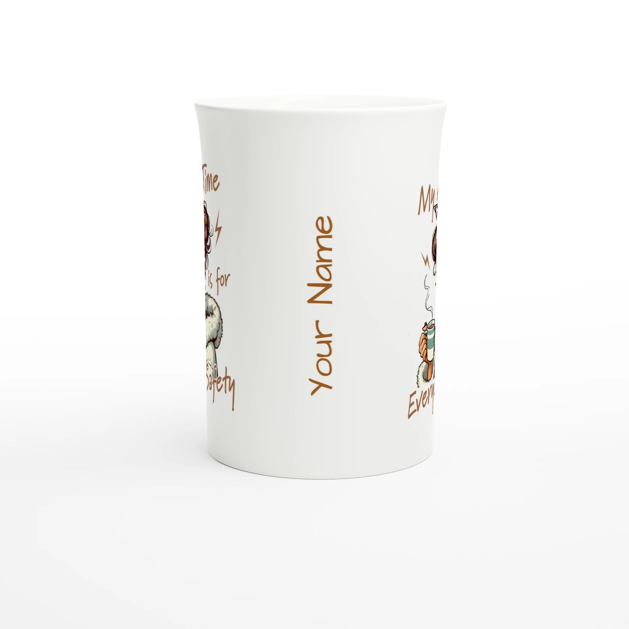 Personalised My Alone Time Is For Everyone's Safety White 10oz Porcelain Slim Mug Personalised Porcelain Mug Globally Fulfilled