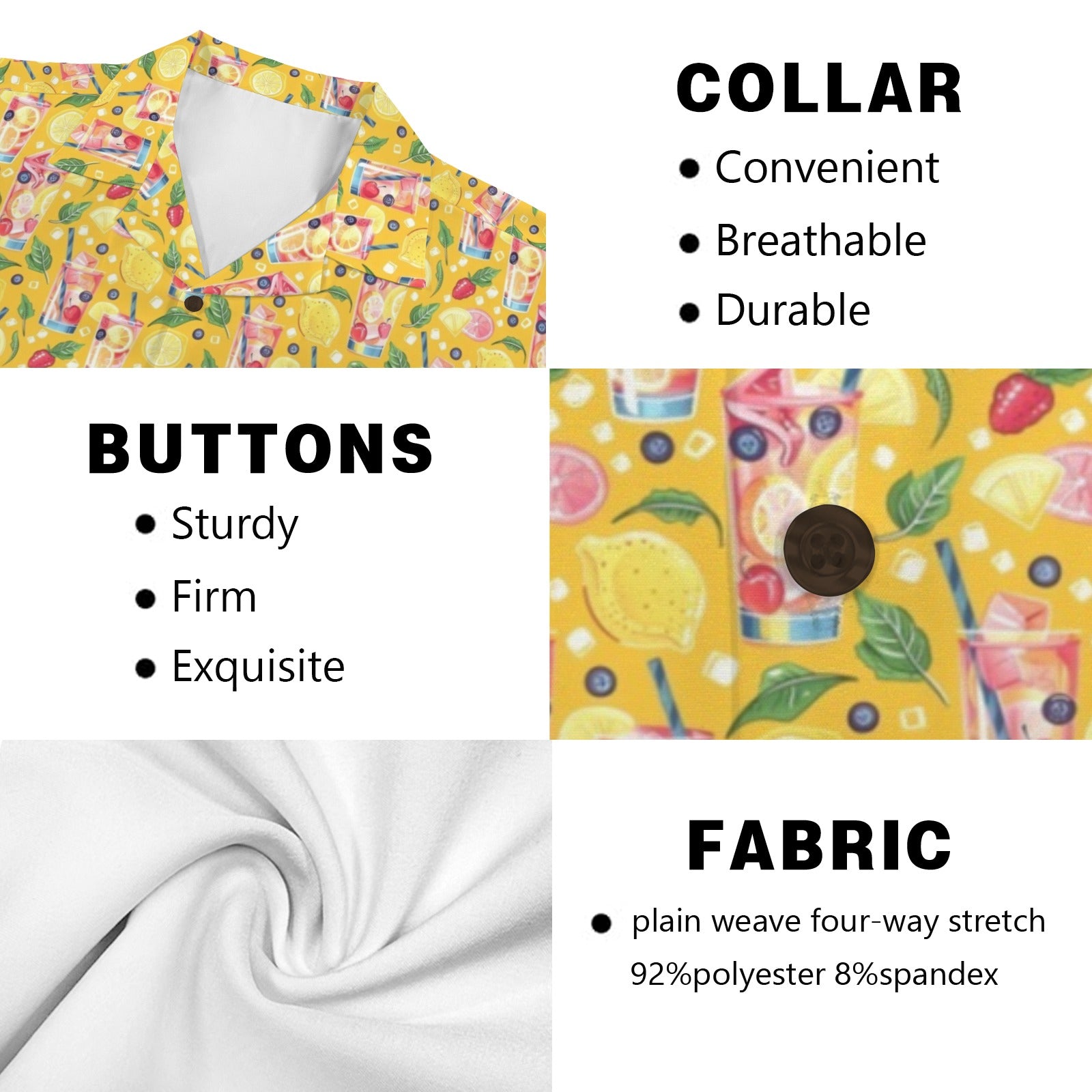 Tropical Fruit Drink - Men's Short Sleeve Hawaiian Shirt Men's Hawaiian Shirt (New) Food Printed Offshore