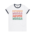 Empowered Women Empower Women - Women's Ringer Tee White Navy Womens Ringer T-shirt Positivity Printed In Australia