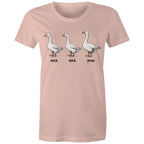 Duck Duck Goose - Womens T-shirt Pale Pink Womens T-shirt animal Games Printed In Australia
