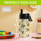 Cute Cartoon Bee 12oz Kids Water Bottle with Straw Lid