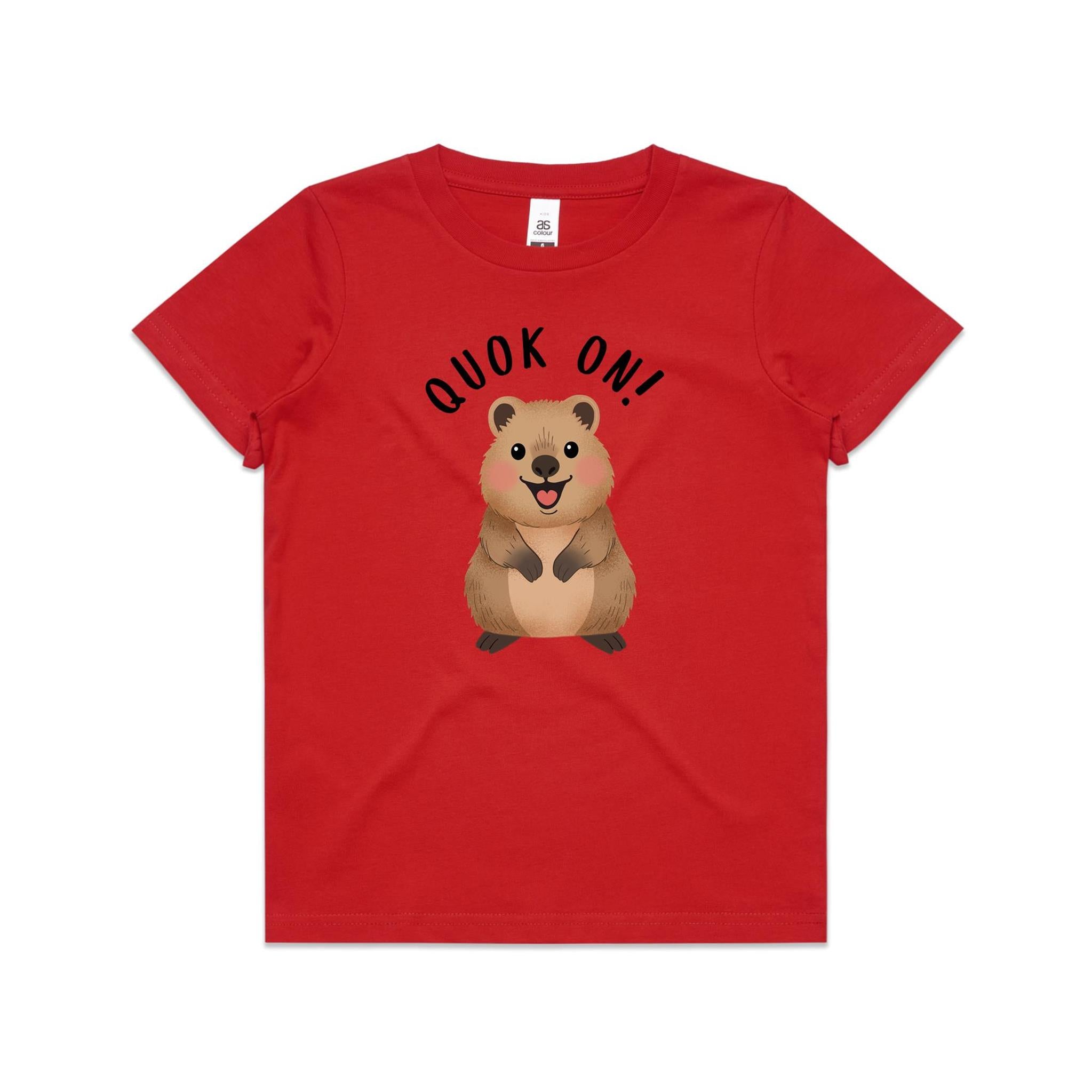 Quokka, Quok On Kid's AS Colour T-shirt Red Kids T-shirt animal Printed In Australia