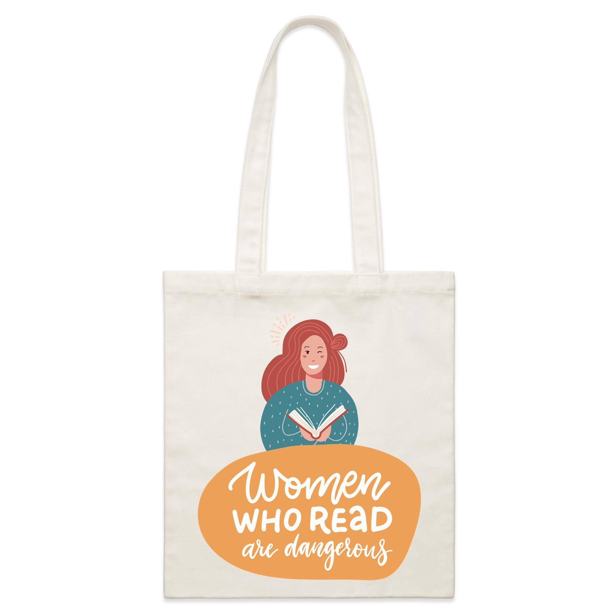 Women Who Read Are Dangerous - Parcel Canvas Tote Bag Default Title Small Tote Bag Printed In Australia Reading