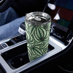 Stripy Leaves 20oz Mobile Tumbler with Lid (Black Lock) 20oz Travel Mug Plants Printed Offshore