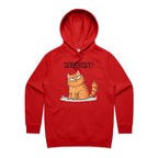 Cat Seriously? - Womens Hoodie Red Womens 2XL Womens Hoodie animal Printed In Australia