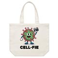 Cell-fie Cell Selfie Shoulder Canvas Tote Bag Default Title Large Tote Bag Printed In Australia Science