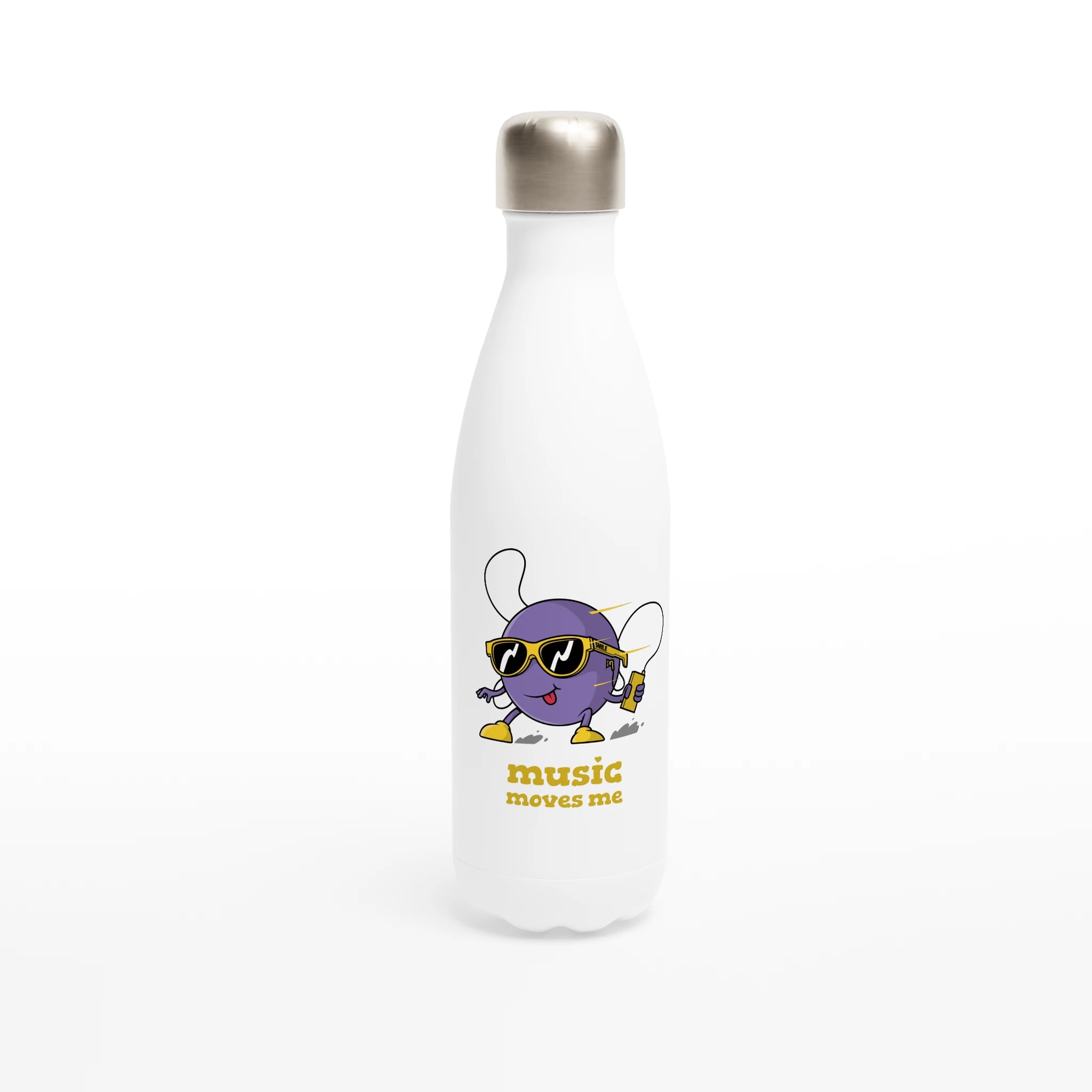 Music Moves Me - White 17oz Stainless Steel Water Bottle Default Title White Water Bottle Globally Fulfilled Music