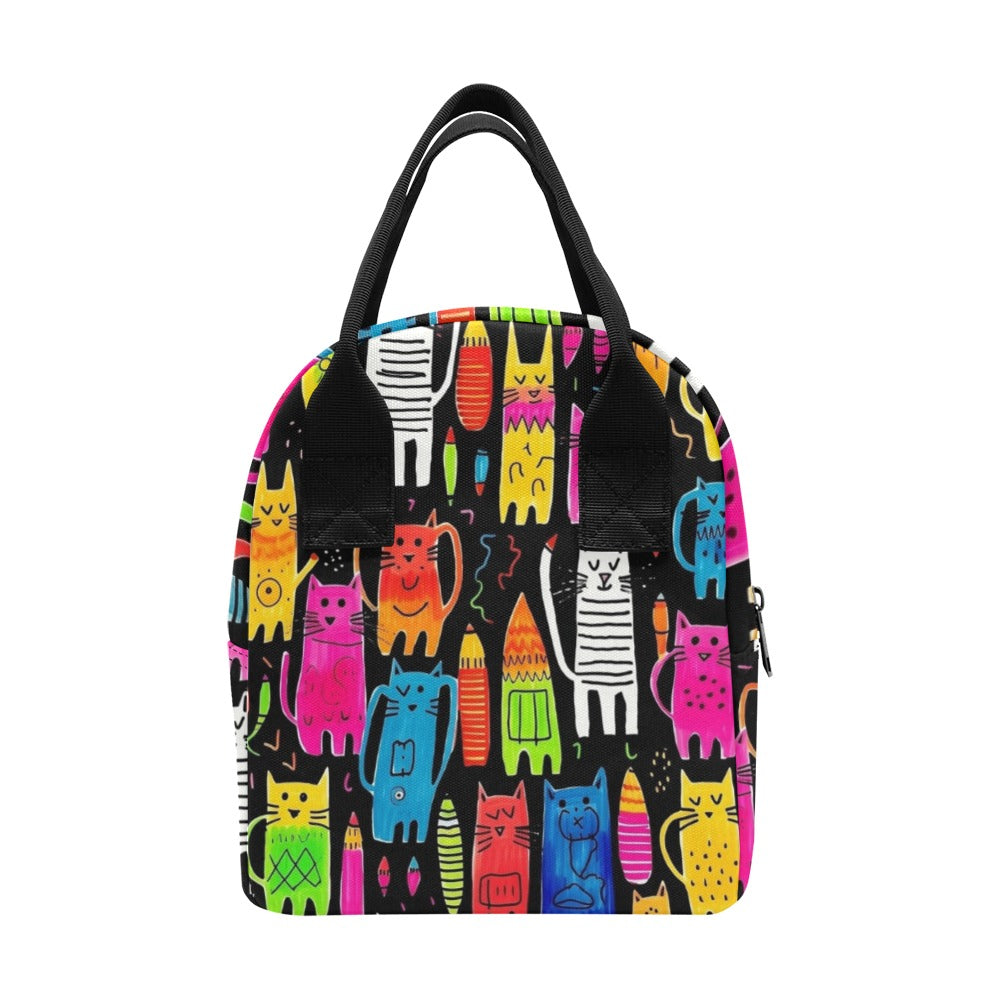 Colourful Cats - Zipper Lunch Bag Zipper Lunch Bag Printed Offshore