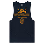 You Matter, Physics Pun Mens Men's AS Colour Drop Arm Tank Top Navy Drop Arm Tank Top Printed In Australia Science