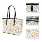 Boho Flowers And Leaves PU Leather Tote Bag Large Leather Tote Bag-Large Plants Printed Offshore