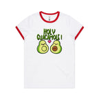 Holy Guacamole, Pregnant Avocado - Women's Ringer Tee White Red Womens Ringer T-shirt Food Printed In Australia