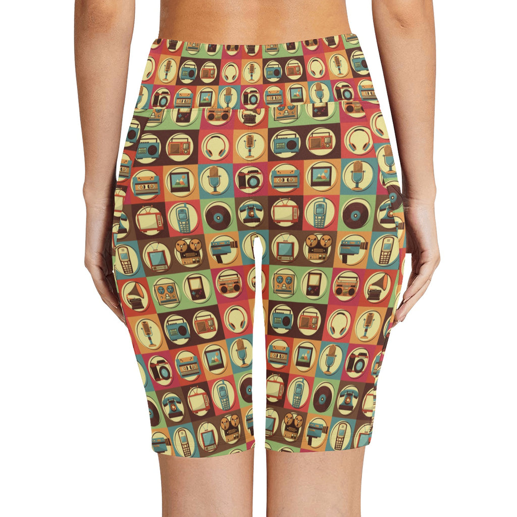 Retro Life Women's Bike Shorts With Side Pockets Women's Bike Shorts Printed Offshore Retro