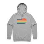 Retro Sunset - Mens Hoodie Grey Marle Mens Hoodie Printed In Australia Retro