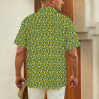 Happy Bananas Men's Short Sleeve Hawaiian Shirt Men's Hawaiian Shirt (New) Food Printed Offshore