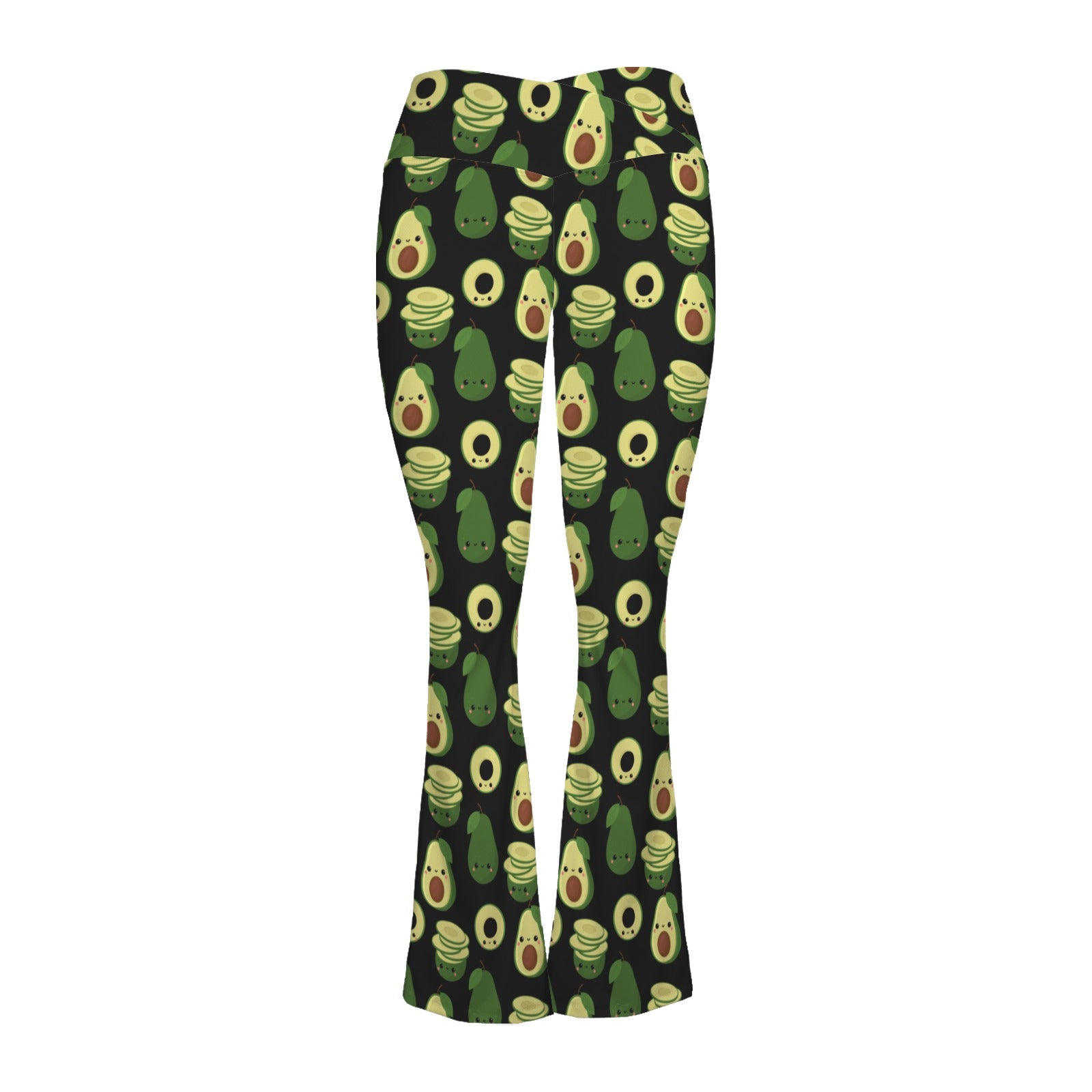 Cute Avocados High Waist Crossover Tummy Control Flare Leggings High Waist Flare Leggings Food Printed Offshore