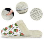Happy Watermelons Men's Fur Trim Thick-Sole Indoor Slippers Men's Fur Trimmed Slippers Food Printed Offshore