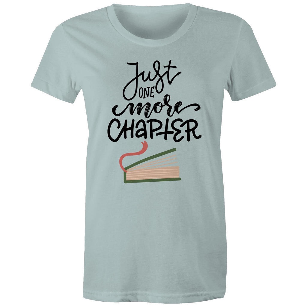 Just One More Chapter, Books - Womens T-shirt Pale Blue Womens T-shirt Printed In Australia Reading