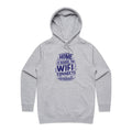 Home Is Where The WIFI Connects Automatically - Womens Hoodie Grey Marle Womens Hoodie Printed In Australia Tech