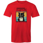 Shhh, My Coffee And I Are Having A Moment, Cat - Mens T-Shirt Red Mens T-shirt animal Coffee Printed In Australia
