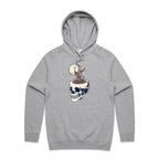 Coffee Skull - Mens Hoodie Grey Marle Mens Hoodie Coffee Printed In Australia