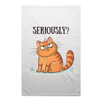 Seriously? - AS Colour Tea Towel White One Size Tea Towel animal Printed In Australia